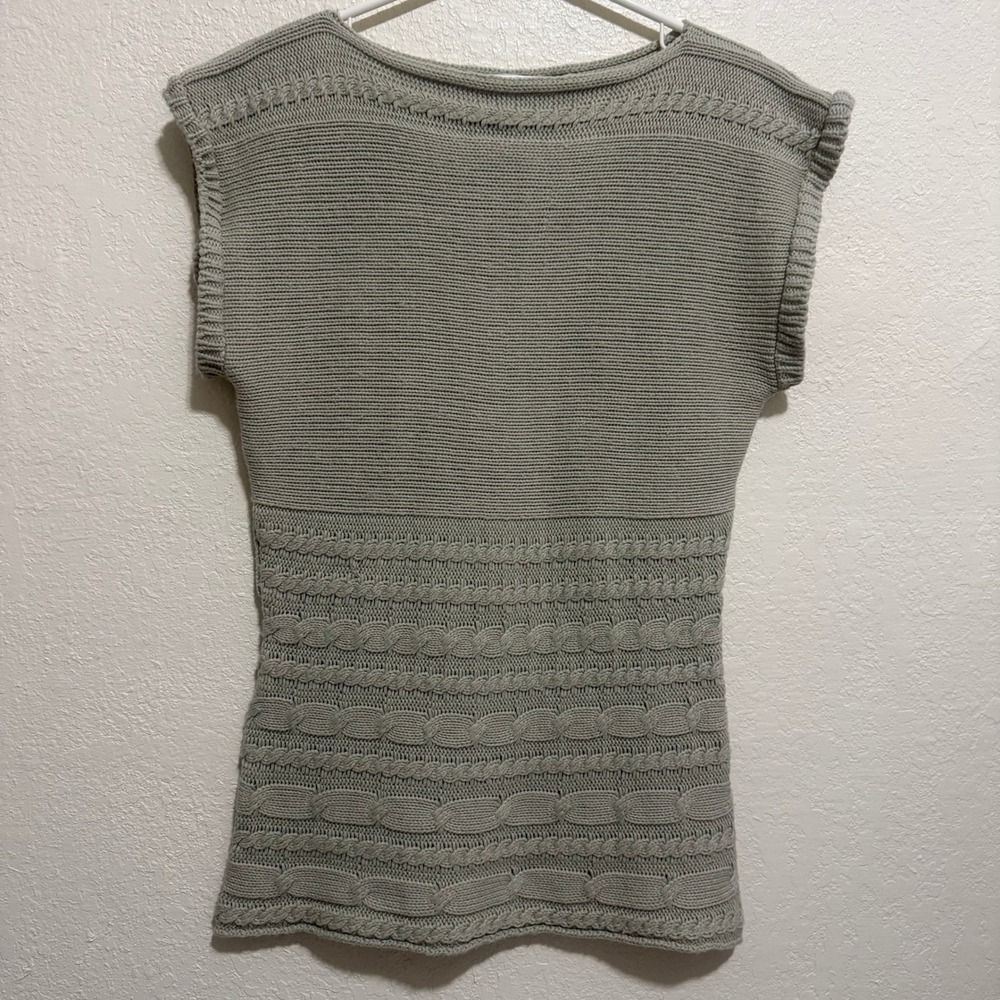 Bamboo Traders Women's Khaki Tan Cable Knit Sleeveless Sweater Vest Size L